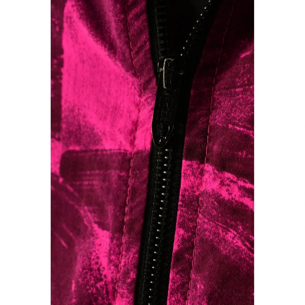 80s Vintage Abstract Windbreaker Mens XL Hot Pink Nylon Nashbar 1/2 Zip Jacket